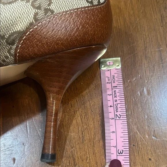 Gucci Women's Tan Canvas Loafers with Gold Accents - Picture 15 of 16